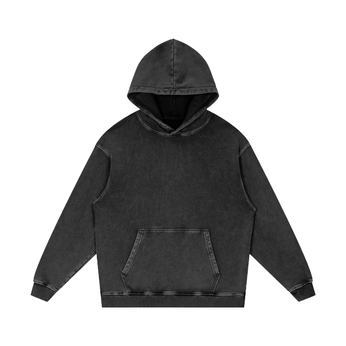 Men's Acid Washed Oversized Hoodie - Pure Cotton Hooded Sweatshirt With Relaxed Fit, Ribbed Cuffs